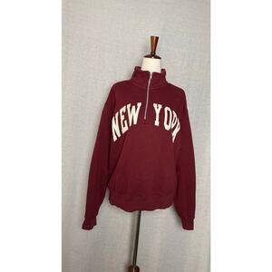Lazy Sunday Burgundy “New York” Half Zip
Size Medium